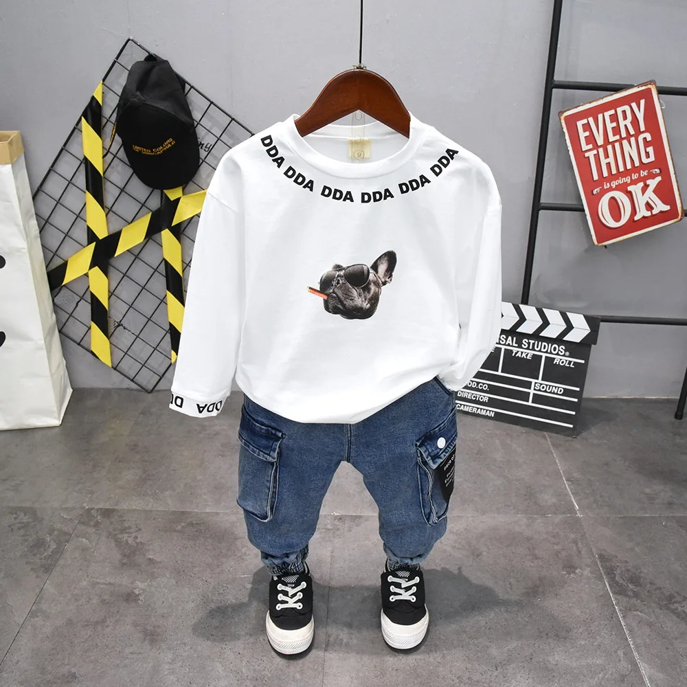 Kids Clothes New Boy Clothing Sets boys Letter Denim jacket+ T-shirt+ jeans 3PCS Sets Boys Clothes Children Clothes 2-6years