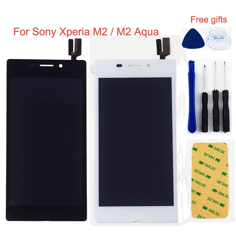 Pаспродажа Для sony Xperia M2 Dual SIM S50H D2302 M2 Aqua ЖК дисплей монитор панель модуль + сенсорный экран дигитайзер сенсор Стекло в сборе
