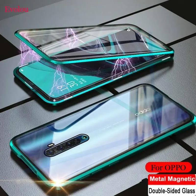 Двусторонний защитный чехол из закаленного стекла для OPPO Realme XT X2 A9 A5 Магнитный адсорбционный чехол для OPPO Realme 5 3 Pro