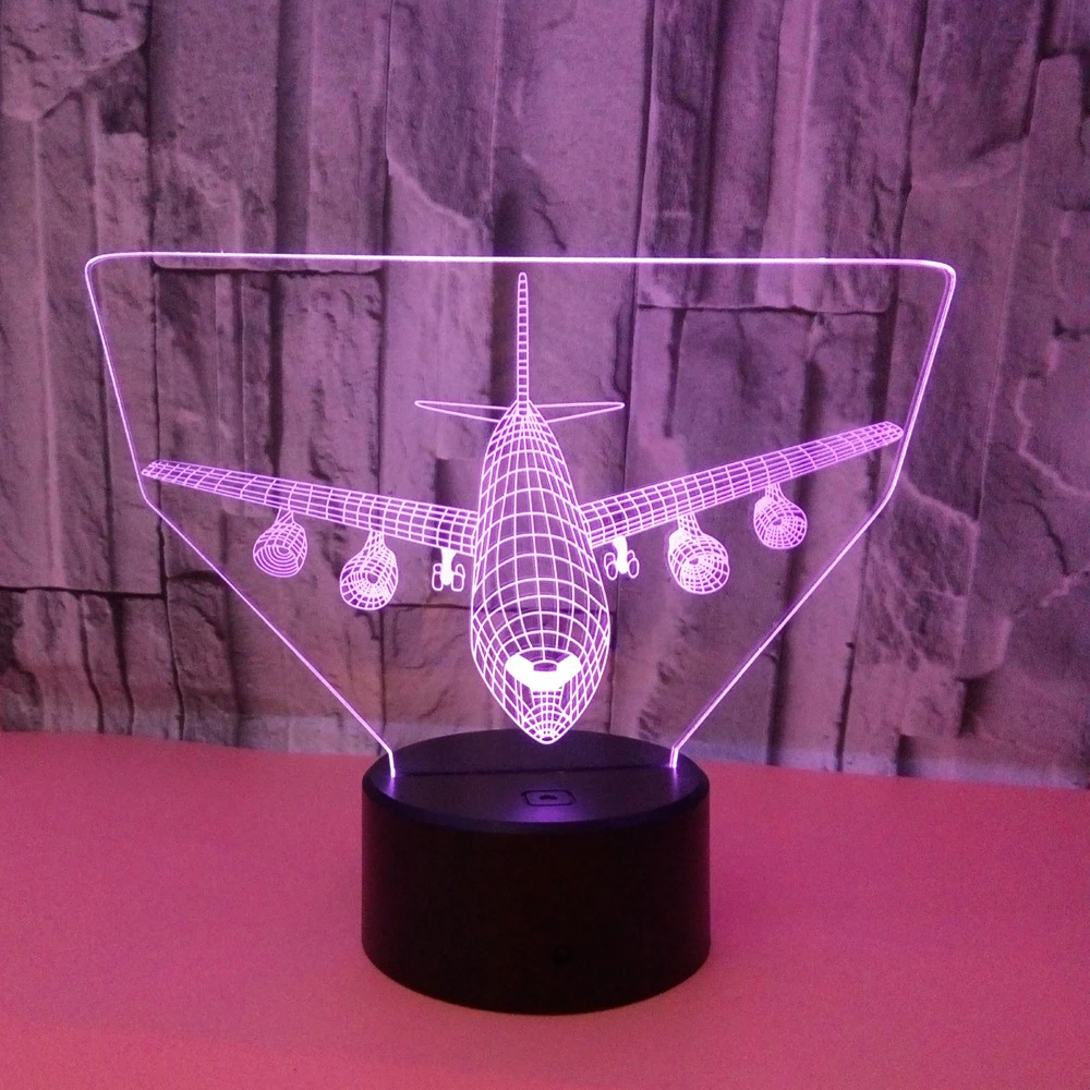 

JET AIRCRAFT AIRPLANE 3D Acrylic LED Night Light Touch Table Lamp Gift new