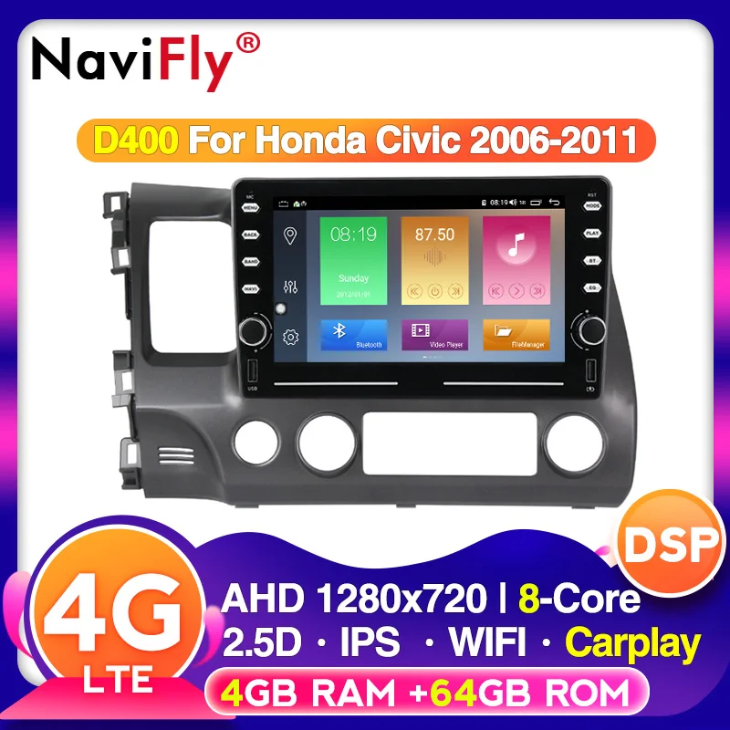 Автомобильный DVD-плеер NaviFly мультимедийный с GPS-навигацией и радио для HONDA CIVIC 2008 2009
