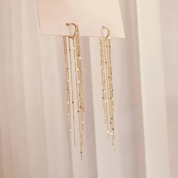 2020 New Arrival Dominated fashion long metal tassel Drop earrings Korean joker sweet lovely heart elegant Women earrings