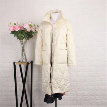 

2019 Duck Down Coat Women Long Winter Coat Women's Pure Color High Quality White Duck Down Thick Warm Loose Collar WZ173