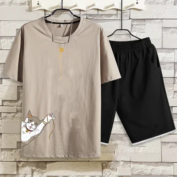 

Summer Men Sportsuits Set 2020 Mens O Collar Fashion 2 Pieces T-shirt Shorts Tracksuit Brand Fitness Suits 2PC Top Short Set