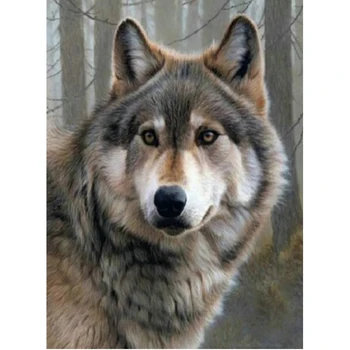 

LZAIQIZG DIY Diamond Mosaic Animal Wolf Needlework Full Square/Round Diamond Painting Cross Stitch Diamond Crystal Wall Art