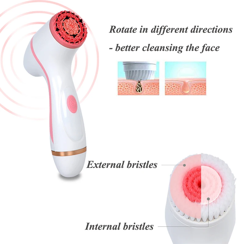 Silicone Face Cleansing Brush Spin Brush Deep Cleaning Face Remove Make-up Residue Rechargeable Waterproof Facial Brush Set