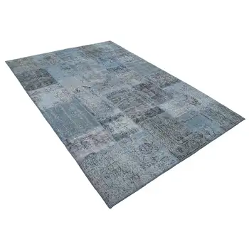

173x245 Cm Blue Handmade Patchwork Rug-6x8 Ft