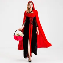 ผู้หญิงฮาโลวีน Vintage คอสเพลย์หญิงแวมไพร์ชุดแม่มดยาวชุดเสื้อคลุม 2019 ใหม่พรรคยุคกลางชุด Vestido(China)
