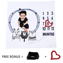 Детское одеяло с месячной вехой, детская лента для волос, подарок для новых мам, девочек и мальчиков, фоновый реквизит для фотосъемки новорожденных до 12 лет