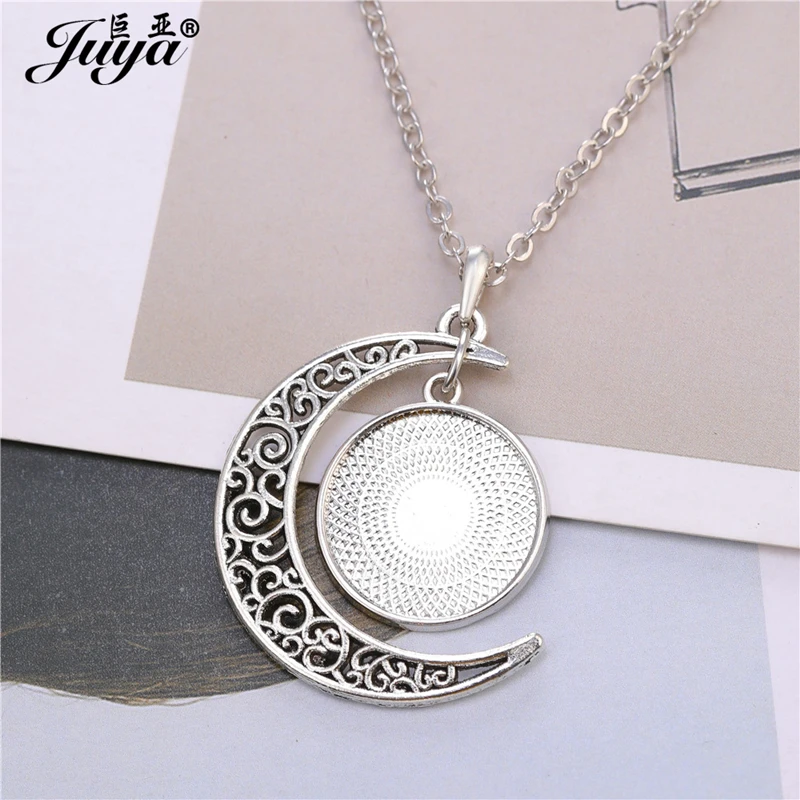 JUYA 5pcs/lot 20mm Inner Size 45+5cm Metal Chain Length Ancient Silver Necklace Pendant For Women Jewelry DIY Making Accessories