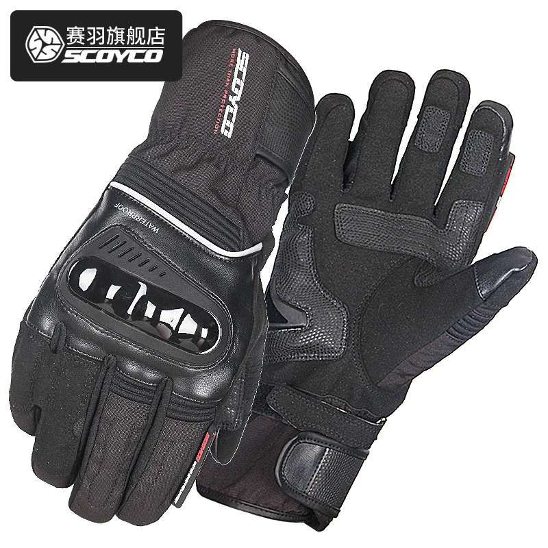 

SCOYCO 2019 New Winter Waterproof Warm Gloves Windproof Motorcycle Gloves black Racing Gloves Genuine Leather Motorbike Gloves