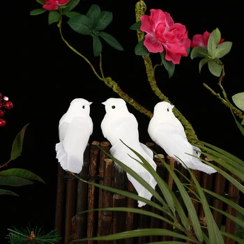 

Fake Artificial Bird Miniature Wedding Decoration 12pcs Simulation White Pigeon Wedding Garden Decoration Ornament