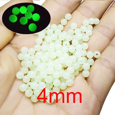 100pcs/lot Soft Fishing Beads Stopper 3mm-12mm Luminous Round Fishing Space Beans Stops Soft Rubber Rig Lure Accessories - Цвет: Luminous (Glow) 4mm