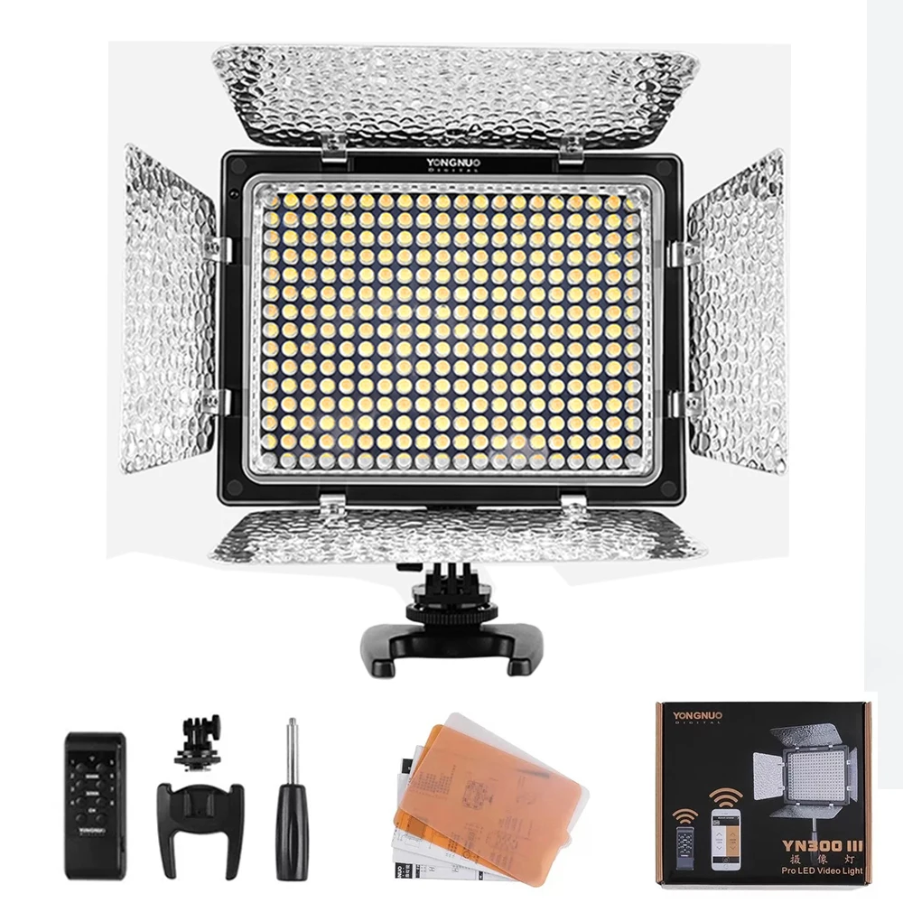 

YONGNUO YN300III YN300 III LED Video Light 3200K-5500K CRI95 Light Kit+ AC DC Power Adapter for Canon Nikon Pentax Olympus