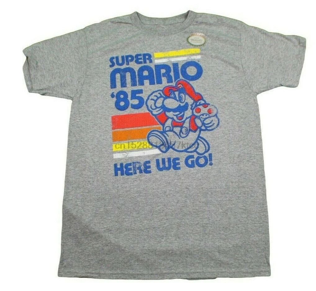 T shirt Abu abu Pria Retro Video Game 