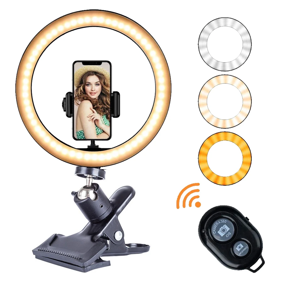 

26/16CM Photography Lighting Phone Ringlight Tripod Stand Photo Led Selfie Bluetooth remote Ring Light Lamp TikTok Youtube Live