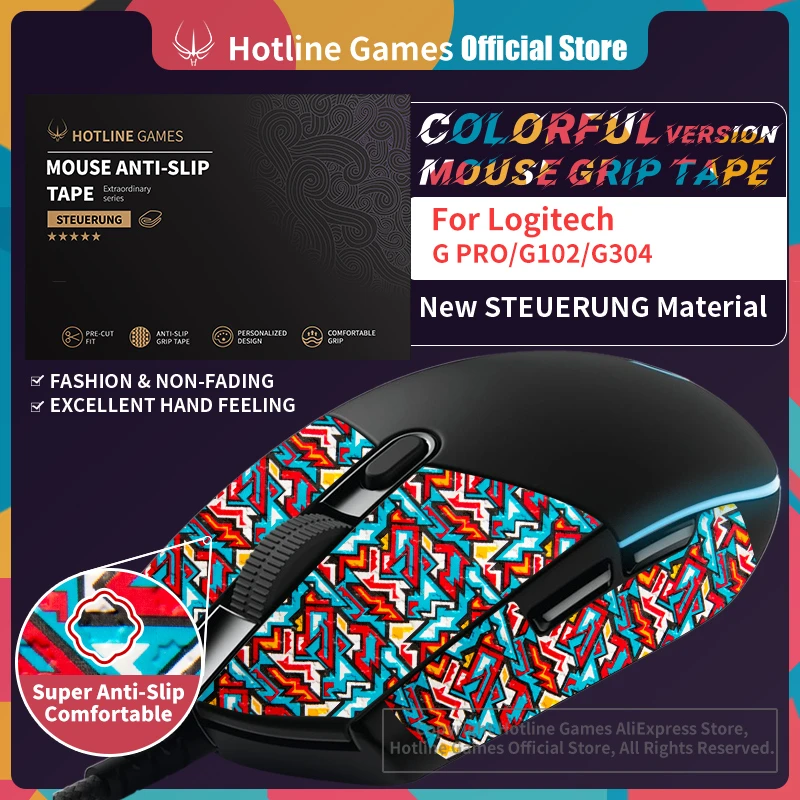 Hotline Games Colorful Mouse Anti-slip Grip Tape for Logitech G203,G305,G102,G304,G Pro Gaming Mouse,Pre Cut,Easy to Apply computer mouse