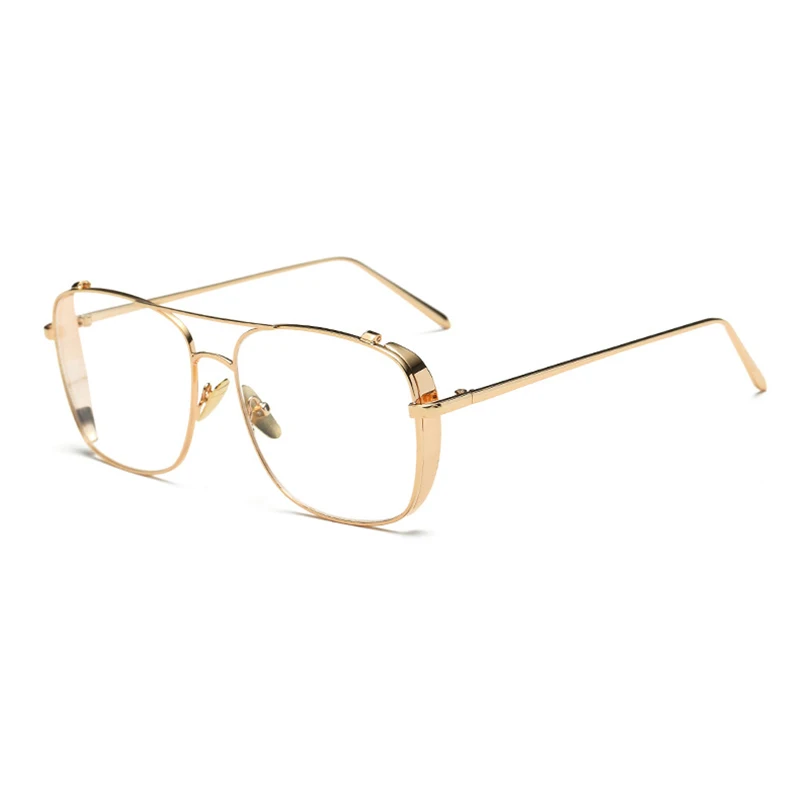 C2 Gold Clear Новинка, модные мужские компьютерные очки, оправа, Ретро стиль, золотые металлические очки, игровые очки, квадратные Оттенки для женщин, UV400 очки - Цвет оправы: C2 Gold Clear