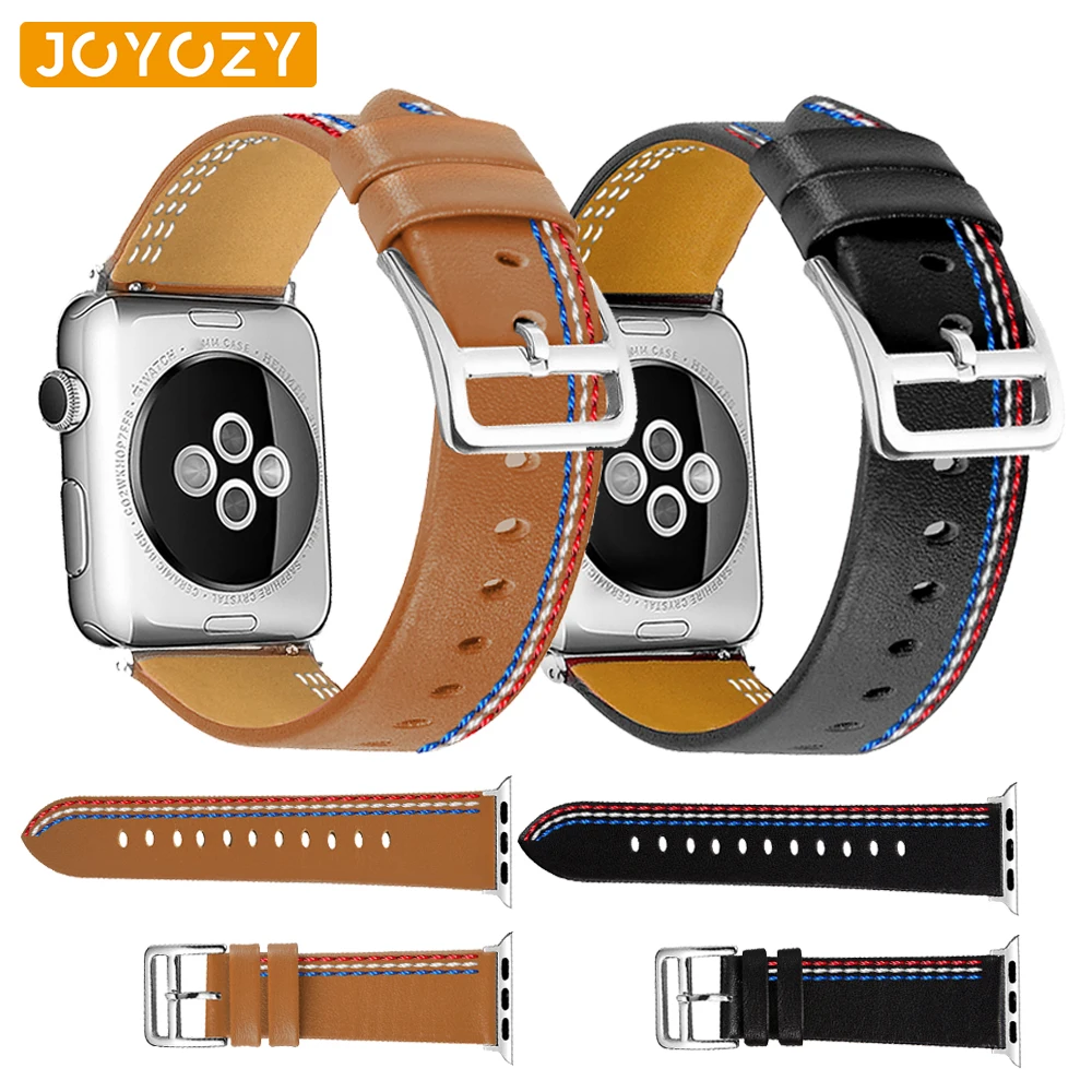 Кожаный ремешок Joyozy для apple watch 5/4/3/2/1 сменный коричневый черный 38 мм/40 мм/42 мм/44