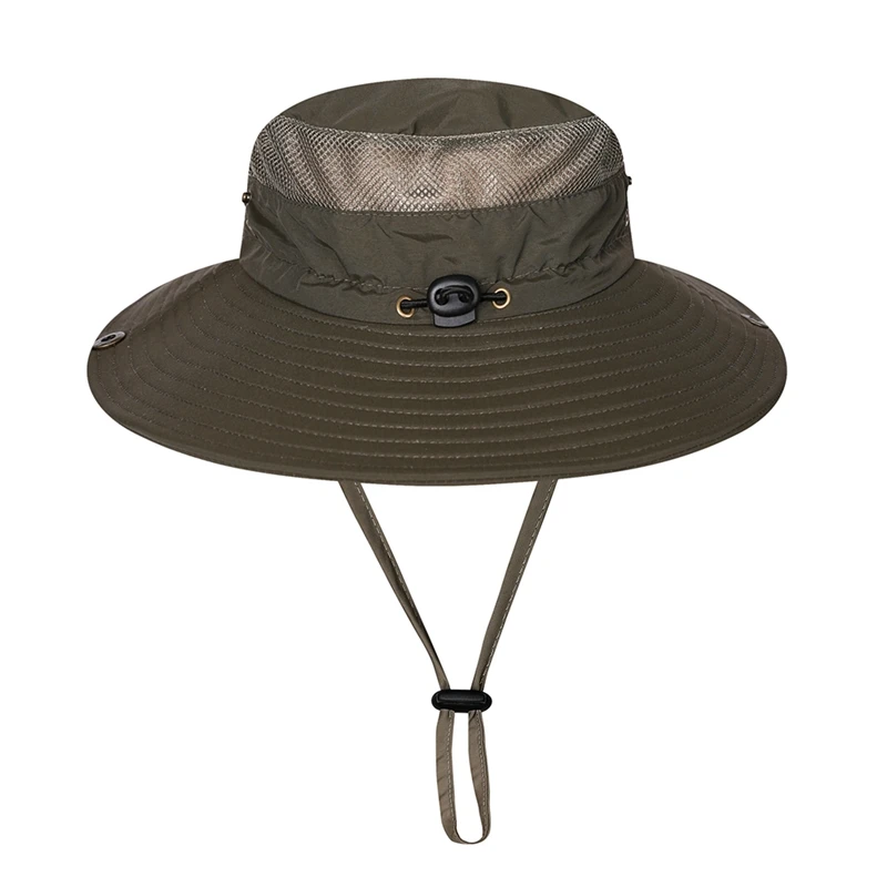 

Fishing Caps Bucket Hat Breathable Packable Foldable Sunshade Nylon Mesh Fisherman Sun Cap with Chin Strap for Women Men