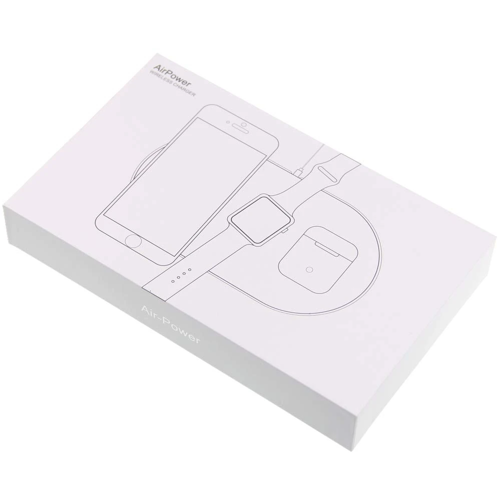 3 в 1 Беспроводное зарядное устройство для Apple Watch 5 4 3 2 1 AirPods 2 AirPower Беспроводная зарядная панель для iPhone 11 Pro XS Max XR X 8 Plus - Цвет: White