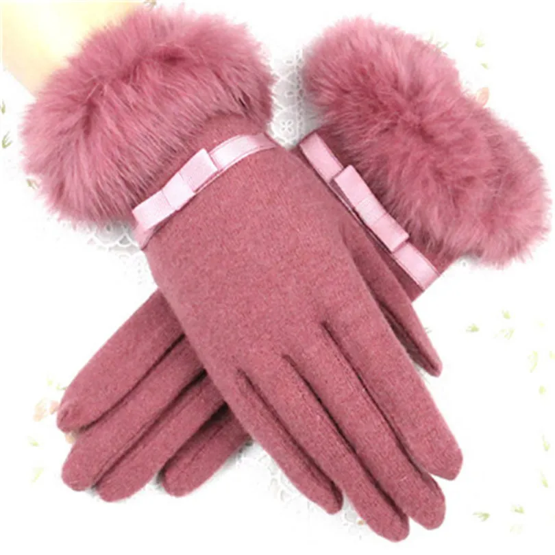 LJCUIYAO, женские перчатки и варежки, зима-осень, женские вязаные перчатки, плотные теплые шерстяные перчатки, полный палец, варежки, черные перчатки