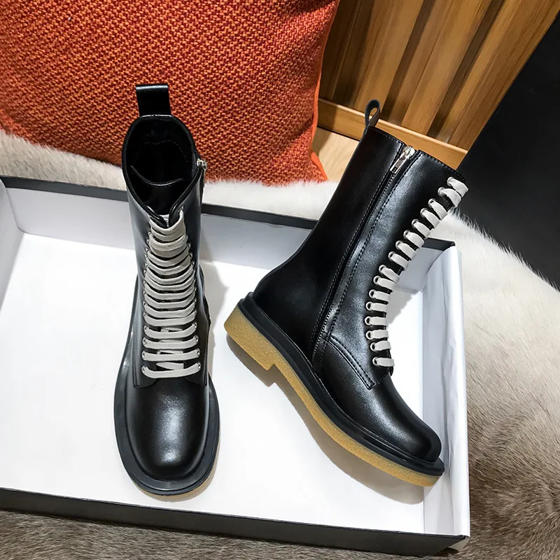 Мотоциклетные ботинки на платформе Женская обувь для верховой езды Модные