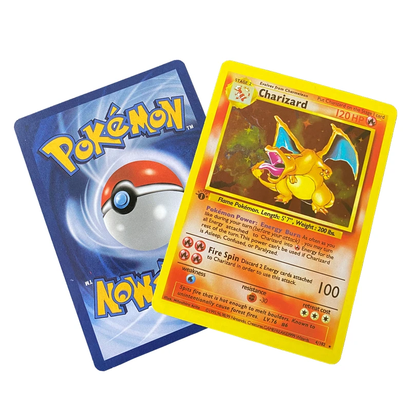 Charizard Pikachu 1Pcs Pokemon Flash Cards 1996 Years English Collection Gif Kids Toys |
