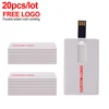 20Pcs/Lot Free Custom Logo usb flash Credit Card Usb Flash Drive 4GB 8GB Pen Drive 16GB Memory Stick U Disk 32GB 64GB Pendrive ► Photo 1/6