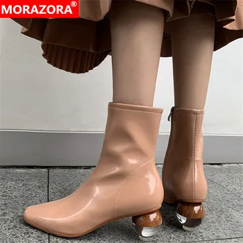 

MORAZORA 2020 new arrival women ankle boots zip crystal high heels party wedding shoes ladies autumn winter booties big size 43