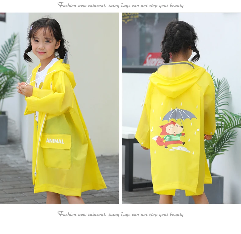 capa de chuva bonito das crianças wateproof chuva poncho casaco de chuva jaqueta com posição mochila