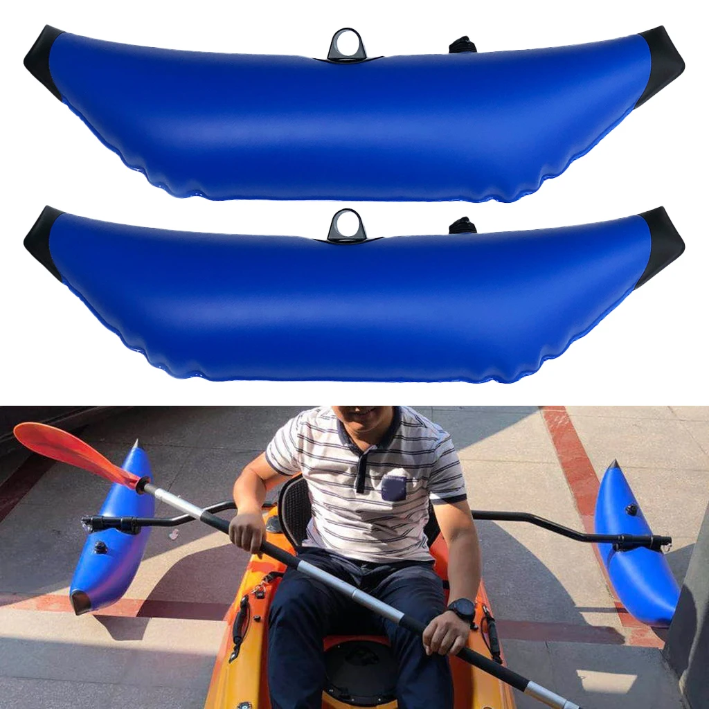 Pack 2 Blue PVC Kayak Canoe Inflatable Outrigger, Fishing Boat SUP Standing Stabilizer Kit Gear Equipment - Premium & Durable