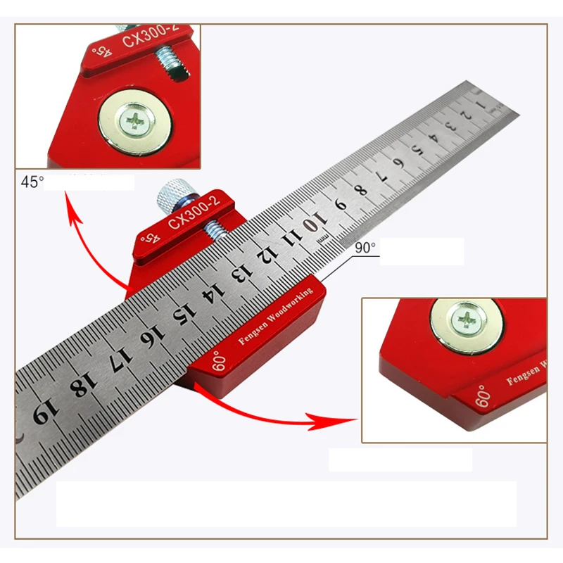 Угол Scriber стальная линейка позиционирования блок деревообрабатывающая линия Scriber Калибр алюминиевый сплав для столярных DIY Измерительная Линейка Инструмент