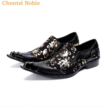 

Luxury Brand Chentel Classic Fashion Rivet Fower Mens Dress Shoes Genuine Leather Slip-On Loafters For Business Mens Shoes