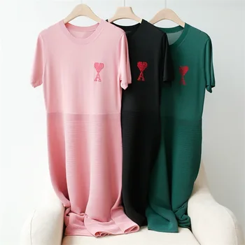 

Women Dress Mid-length A Letter Love Rhinestone Knitted Dress