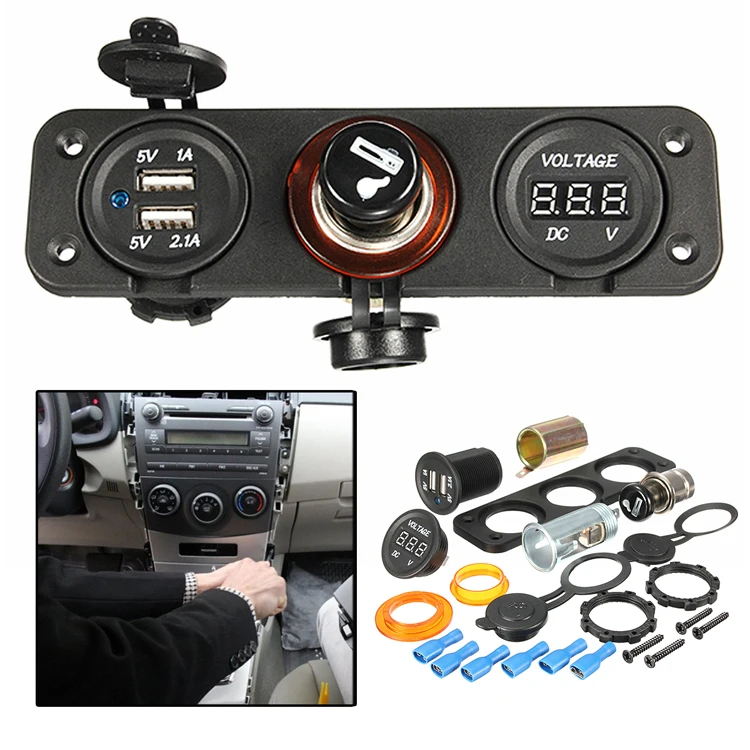 

New Dual USB Adapter Charger Digital Voltmeter Cigarette Lighter Sockets