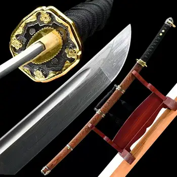 

HANDMADE MILITARY JAPANESE OFFICER'S SWORD KATANA FOLDED DAMASCUS CARBON STEEL SHARP
