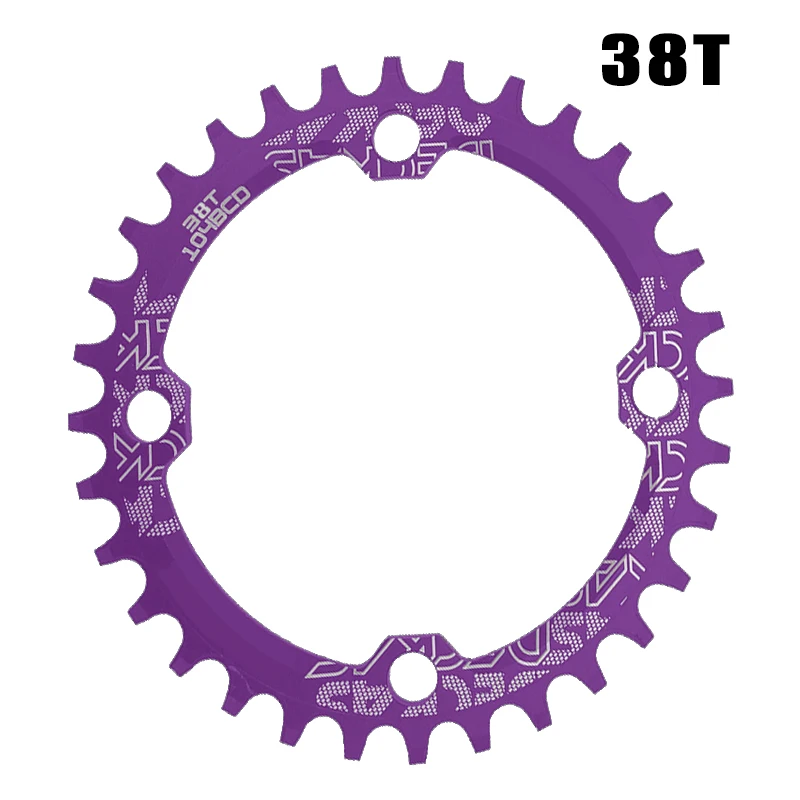 104BCD овальная цепь колеса узкая широкая цепь MTB болты горный велосипед 32T 34T 36T 38T шатуны один зуб пластина часть - Цвет: oval 38T purple