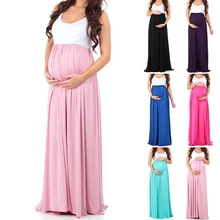Maternity Dresses for Pregnant Women Long Nursing Dress Patchwork Tank Dress Elegant Party Dresses Pregnancy Clothes Vestidos