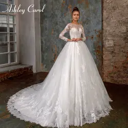 Ashley Carol сексуальный о-вырез кружева принцесса свадебное платье 2019 длинный рукав платье невесты романтическое винтажное свадебное платье