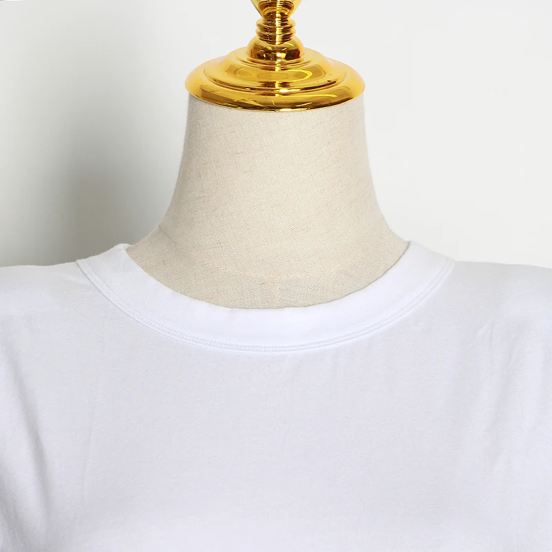 细节 (1).JPG TWOTWINSTYLE Minimalist Women T Shirt O Neck Sleevelesss Elegant Short T-Shirt For Female Fashion Clothing 2020 Spring Summer