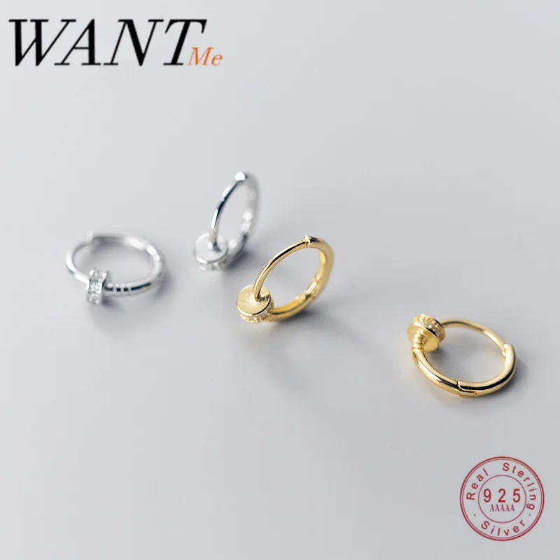 Женские и мужские серьги WANTME из серебра 925 пробы маленькие круглые в