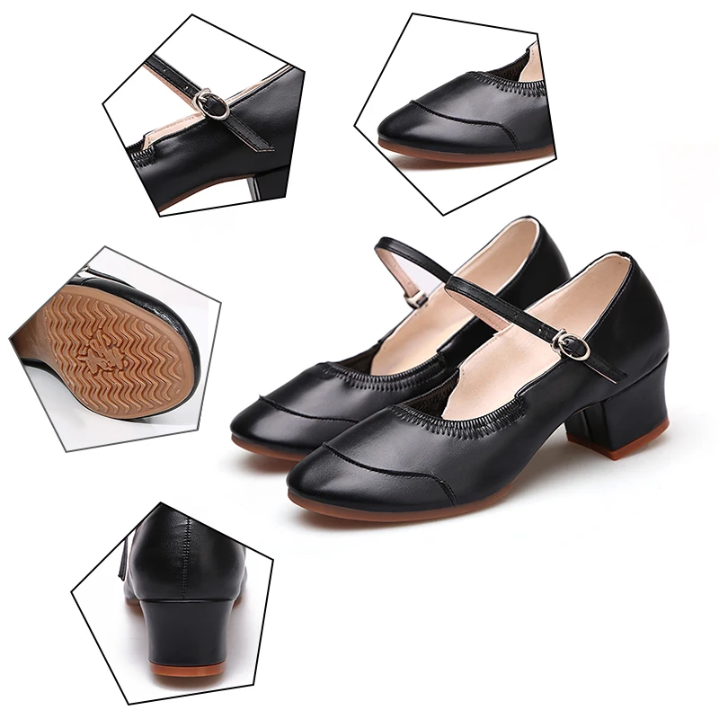 Dance-Shoes For Woman Girls Ladies Latin Ballroom Modern Salsa Practise Dancing Closed Toe Square Soft Rubber Sole dance shoes