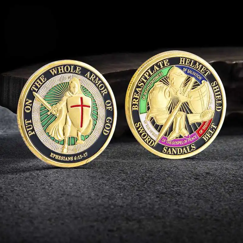 

Put on The Whole Armor of God Commemorative Challenge Coin Collection Gift Coins Collectibles Gold Coins