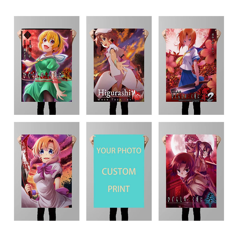Higurashi When They Cry Classic Anime Poster Custom Fabric Decoration Wall Collection Print Bar Cafe Interior Decoration Posters Painting Calligraphy Aliexpress