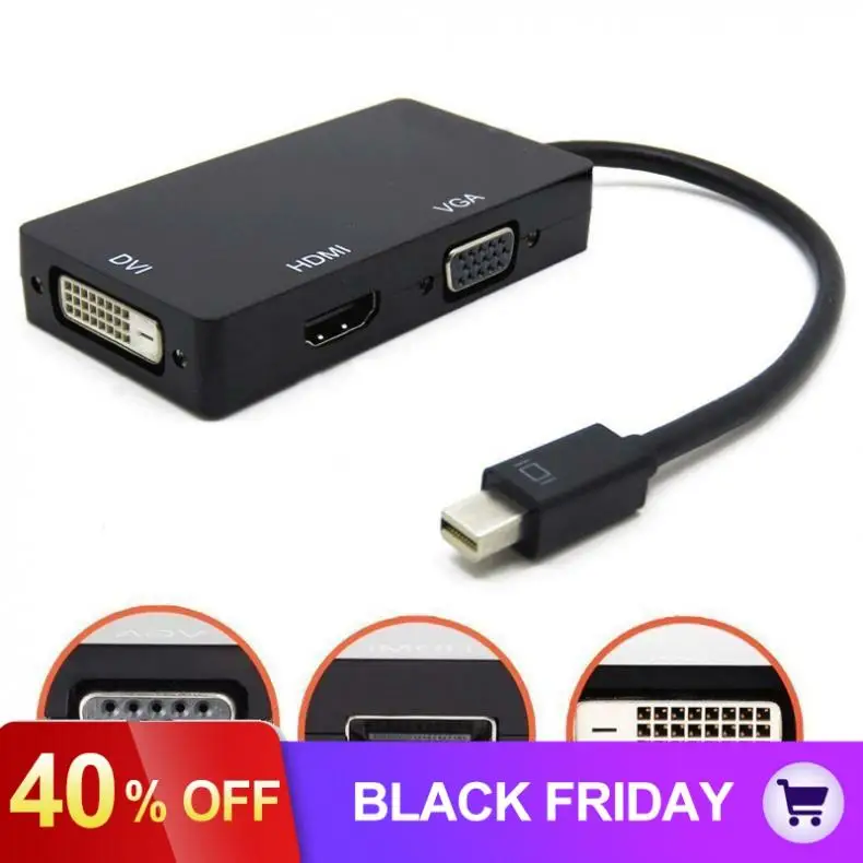 3 в 1 мини дисплей порт 1.1a DP Thunderbolt к DVI+ VGA+ HDMI адаптер подходит для MacBook Pro
