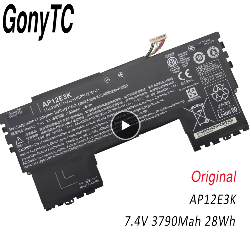 Аккумулятор AP12E3K для ноутбука Acer Aspire S7 S7-191 ультрабук 11 дюймов 1/CP3/65/114-2 7 4 В 3790 мА · ч