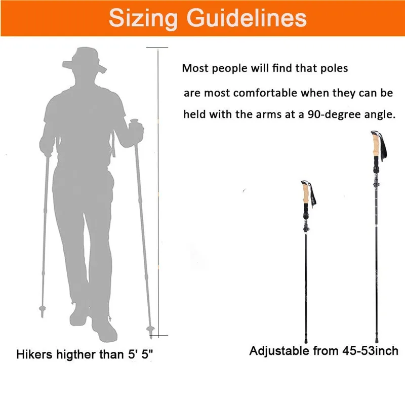 2Pcs Hiking Walking Sticks Aluminum Alloy Trekking Pole Ultralight Camping Hiking Foldable Nordic Walking Pole Telescopic Crutch 2