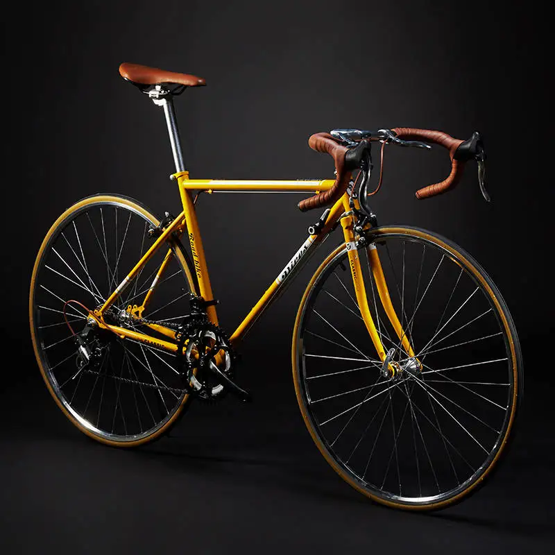 Ретро дорожный велосипед из углеродистой стали рама 700CC колесо SHIMAN0 14 скорость двойной V тормозной велосипед открытый гоночный велосипед Bicicleta - Цвет: Bend yellow