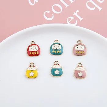 

Newest 40pcs/Lot Kawaii Enamel Alloy Charms Gold Tone Plated 13*16mm Oil Drop Cute Animal Cat Earring DIY Pendant Ornaments